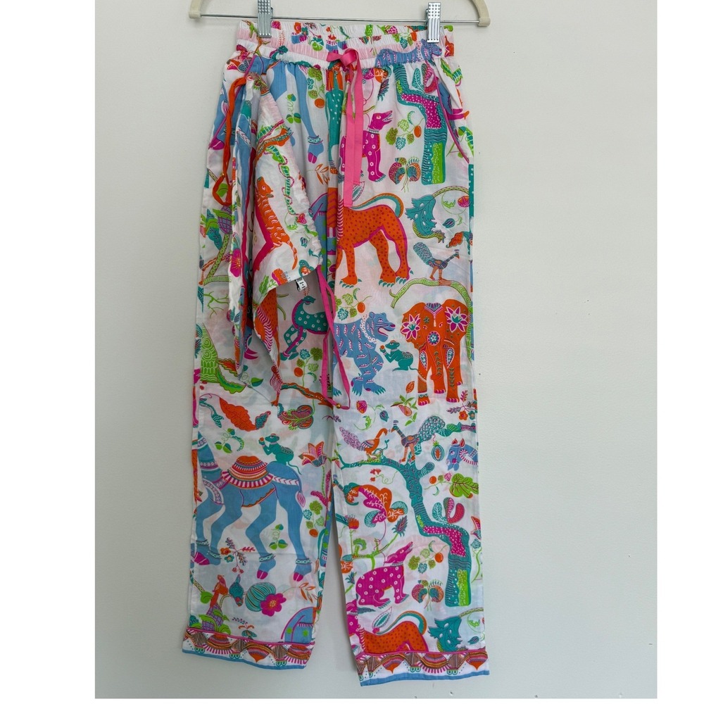 New Gretchen Scott Women's Multi Color Elephant Print Pajama Lounge Pants XXS